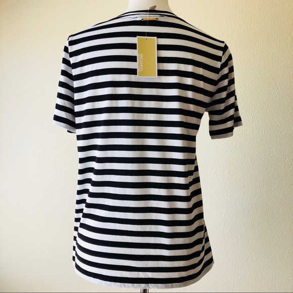 MICHAEL Michael Kors Black Stripe Front Tie Top - Picture 2 of 5